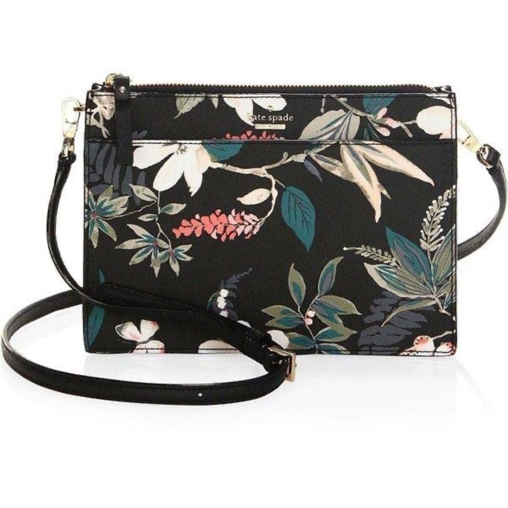 Kate Spade Black Botanical Crossbody Bag